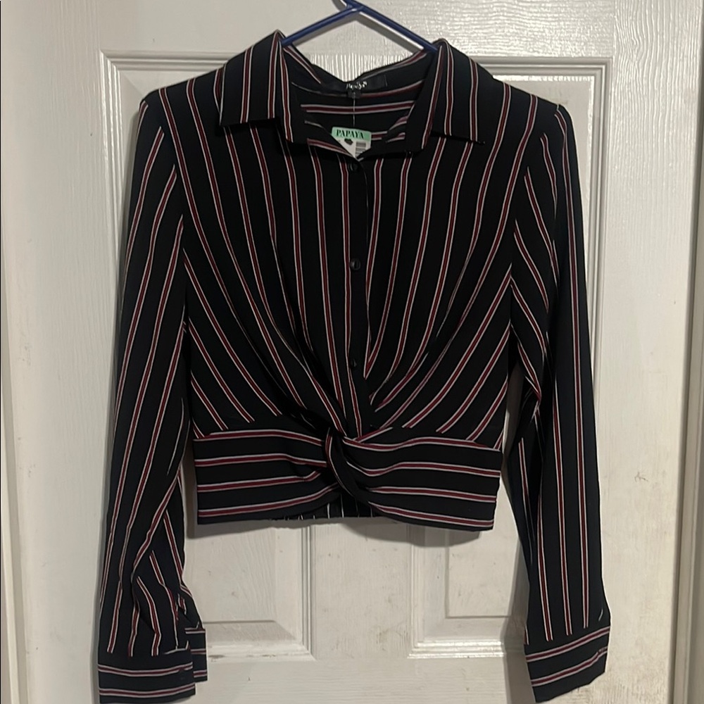 Papaya Black and Red Striped Blouse